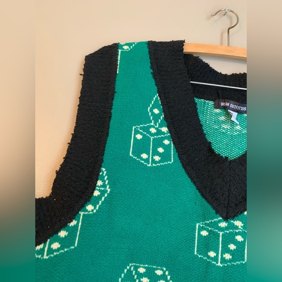 Urban Outfitters Green Dice Sweater Vest thick oversized - Picture 5 of 7